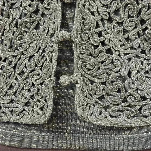 NWT Ellen Tracy Soutache Knit Cardigan and Tank Set Bronze and Gold Petite Med - Picture 6 of 16